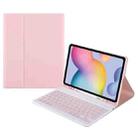 A7 Square Cap Bluetooth Keyboard Leather Case with Pen Slot for Samsung Galaxy Tab S6 Lite(Pink) - 1
