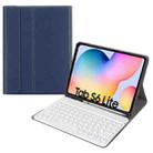 Round Cap Bluetooth Keyboard Leather Case with Pen Slot for Samsung Galaxy Tab S6 Lite, Specification:without Touchpad(Dark Blue+White Keyboard) - 1