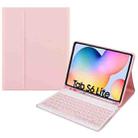 Round Cap Bluetooth Keyboard Leather Case with Pen Slot for Samsung Galaxy Tab S6 Lite, Specification:without Touchpad(Pink+Pink Keyboard) - 1