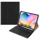 Round Cap Bluetooth Keyboard Leather Case with Pen Slot for Samsung Galaxy Tab S6 Lite, Specification:without Touchpad(Black+Black Keyboard) - 1