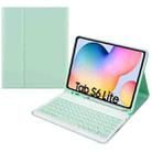 Round Cap Bluetooth Keyboard Leather Case with Pen Slot for Samsung Galaxy Tab S6 Lite, Specification:without Touchpad(Green+Green Keyboard) - 1