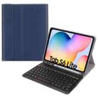 Round Cap Bluetooth Keyboard Leather Case with Pen Slot for Samsung Galaxy Tab S6 Lite, Specification:without Touchpad(Dark Blue+Black Keyboard) - 1