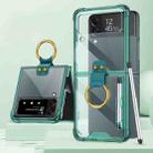 For Samsung Galaxy Z Flip3 5G GKK Shockproof Airbag Phone Case with Ring Holder & Stylus Pen(Transparent Green) - 1