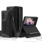 For Samsung Galaxy Z Fold2 5G GKK Armor Flip Leather Phone Case with Pen Slots & Stylus Pen(Carbon Fiber Texture) - 1