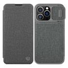 NILLKIN QIN Series Pro Sliding Camera Cover Leather Phone Case For iPhone 13 Pro Max(Grey) - 1