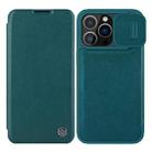 For iPhone 13 Pro Max NILLKIN QIN Series Pro Sliding Camera Cover Leather Phone Case (Green) - 1