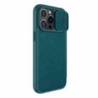 For iPhone 13 Pro Max NILLKIN QIN Series Pro Sliding Camera Cover Leather Phone Case (Green) - 3
