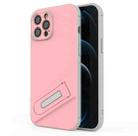 For iPhone 12 Pro Max Invisible Holder TPU + PC Phone Case(Pink) - 1