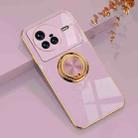 For vivo X80 6D Electroplating Full Coverage Silicone Protective Case with Magnetic Ring Holder(Light Purple) - 1