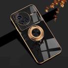For vivo X80 6D Electroplating Full Coverage Silicone Protective Case with Magnetic Ring Holder(Black) - 1