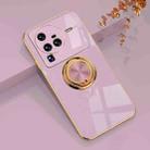 For vivo X80 Pro 6D Electroplating Full Coverage Silicone Protective Case with Magnetic Ring Holder(Light Purple) - 1