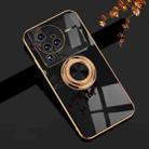 For vivo X80 Pro 6D Electroplating Full Coverage Silicone Protective Case with Magnetic Ring Holder(Black) - 1