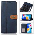For iPhone 13 Stitching Thread Calf Texture Leather Phone Case(Blue) - 1