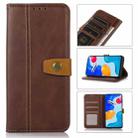 For iPhone 13 mini Stitching Thread Calf Texture Leather Phone Case (Coffee) - 1