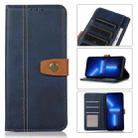 For iPhone 13 Pro Max Stitching Thread Calf Texture Leather Phone Case (Blue) - 1