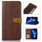For iPhone 13 Pro Max Stitching Thread Calf Texture Leather Phone Case (Coffee) - 1