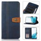 For Samsung Galaxy S22+ 5G Stitching Thread Calf Texture Leather Phone Case(Blue) - 1