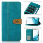 For Samsung Galaxy S22+ 5G Stitching Thread Calf Texture Leather Phone Case(Light Green) - 1