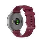 For Garmin Vivoactive 4S Small Plaid Silicone Watch Band(Red Wine) - 1