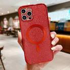 For iPhone 13 mini Electroplating Magsafe Magnetic Glitter Powder Phone Case (Red) - 1