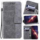 For Samsung Galaxy M53 5G Geometric Embossed Leather Phone Case(Grey) - 1