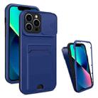 3 in 1 Sliding Camshield Card Phone Case For iPhone 13 Pro(Black + Sapphire Blue) - 1