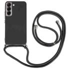 For Samsung Galaxy S22 5G Electroplated Silicone Phone Case with Lanyard(Black) - 1