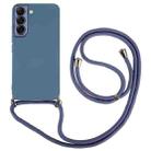 For Samsung Galaxy S22 5G Electroplated Silicone Phone Case with Lanyard(Blue) - 1