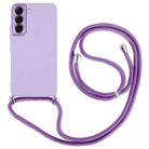 For Samsung Galaxy S22 5G Electroplated Silicone Phone Case with Lanyard(Purple) - 1