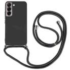 For Samsung Galaxy S22+ 5G Electroplated Silicone Phone Case with Lanyard(Black) - 1