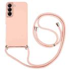 For Samsung Galaxy S22+ 5G Electroplated Silicone Phone Case with Lanyard(Pink) - 1