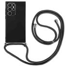 For Samsung Galaxy S22 Ultra 5G Electroplated Silicone Phone Case with Lanyard(Black) - 1