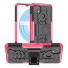 For OPPO Realme C21Y Tire Texture TPU + PC Phone Case with Holder(Pink) - 1