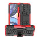 For Motorola Moto G22/E32 Tire Texture TPU + PC Phone Case with Holder(Red) - 1