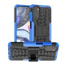 For Motorola Moto G22/E32 Tire Texture TPU + PC Phone Case with Holder(Blue) - 1