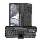 For Motorola Moto G22/E32 Tire Texture TPU + PC Phone Case with Holder(Black) - 1