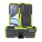 For Motorola Moto G22/E32 Tire Texture TPU + PC Phone Case with Holder(Green) - 1
