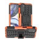 For Motorola Moto G22/E32 Tire Texture TPU + PC Phone Case with Holder(Orange) - 1