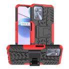 For OPPO Realme C35 Tire Texture TPU + PC Phone Case with Holder(Red) - 1