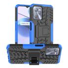 For OPPO Realme C35 Tire Texture TPU + PC Phone Case with Holder(Blue) - 1