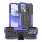 For OPPO Realme C35 Tire Texture TPU + PC Phone Case with Holder(Purple) - 1