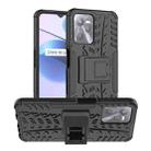 For OPPO Realme C35 Tire Texture TPU + PC Phone Case with Holder(Black) - 1