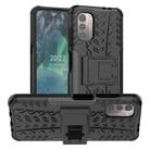 For Nokia G21 4G Tire Texture TPU + PC Phone Case with Holder(Black) - 1