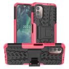 For Nokia G21 4G Tire Texture TPU + PC Phone Case with Holder(Pink) - 1