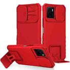 For vivo Y15s / Y15a Stereoscopic Holder Sliding Camshield Phone Case(Red) - 1