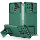 For Infinix Smart 6 Stereoscopic Holder Sliding Camshield Phone Case(Green) - 1