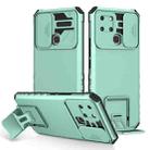 For Infinix Smart 6 Stereoscopic Holder Sliding Camshield Phone Case(Light Blue) - 1