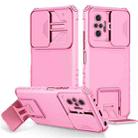 For Xiaomi Redmi Note 10 Pro 4G Stereoscopic Holder Sliding Camshield Phone Case(Pink) - 1