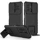 For Xiaomi Redmi Note 10 Pro 4G Stereoscopic Holder Sliding Camshield Phone Case(Black) - 1