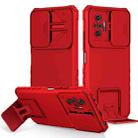 For Xiaomi Redmi Note 10 Pro 4G Stereoscopic Holder Sliding Camshield Phone Case(Red) - 1